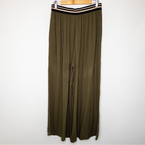 Anthropologie Dolan Womens Olive Green Wide Leg Pull On Pants Size Large Flaw - Picture 9 of 13